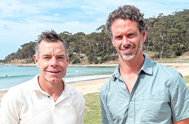 Cadel Evans and Cr Leon Walker in Lorne